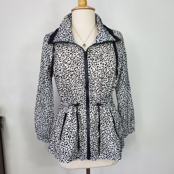 Ruby Rd. Lightweight Black White Animal Print Spring Summer Jacket Size - Picture 1 of 11